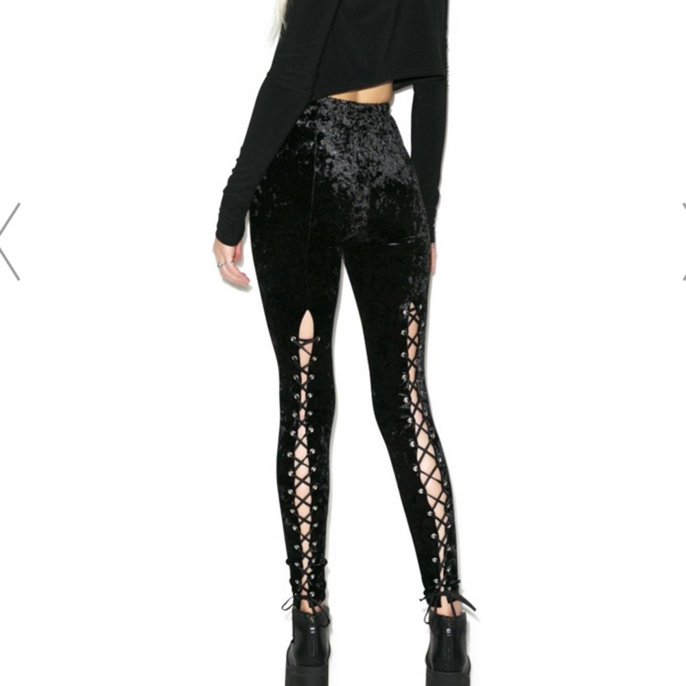Lip service velvet lace-up legging